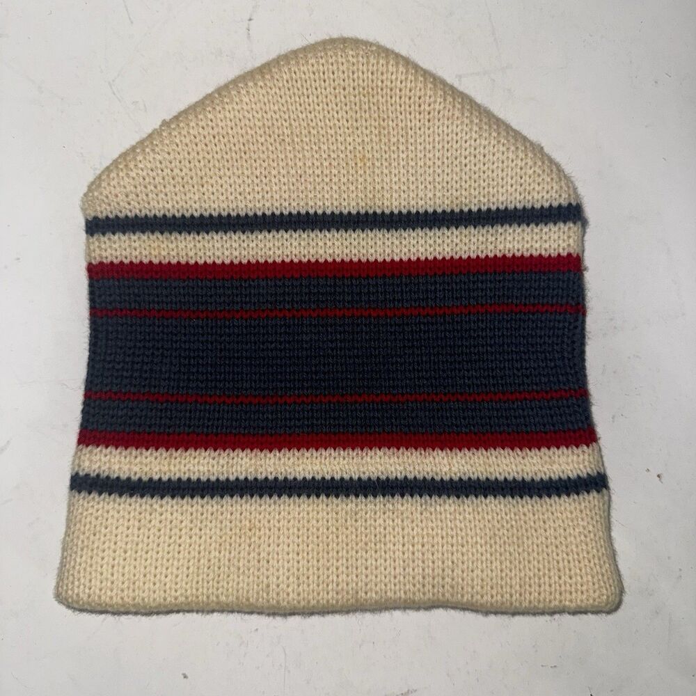 Vintage Meister Wool Ski Beanie Hat Striped Knit Cap Hong Kong USA